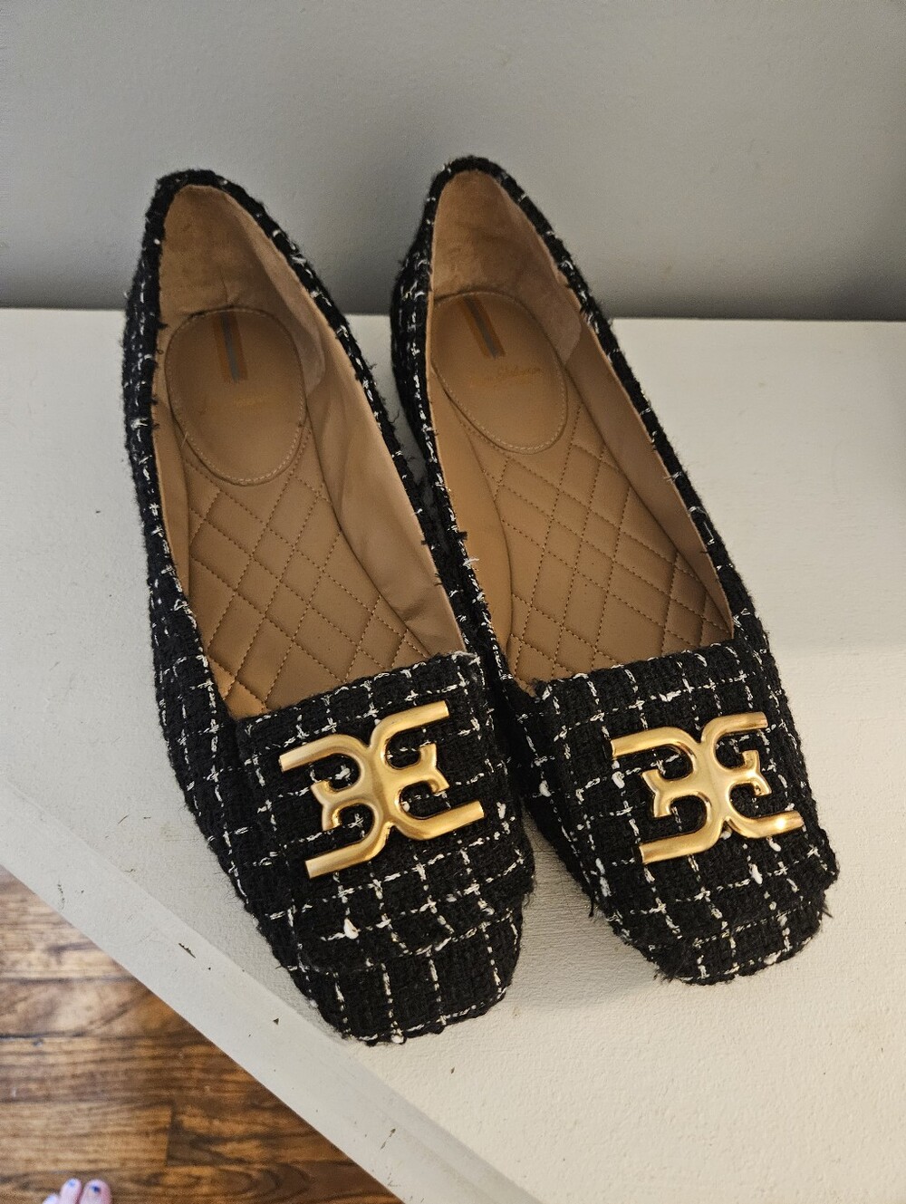 Sam Edelman Tweed Women’s Loafers with Gold Accent